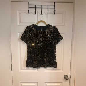 Sequin Round Neck Blouse: Size “L” NWOT